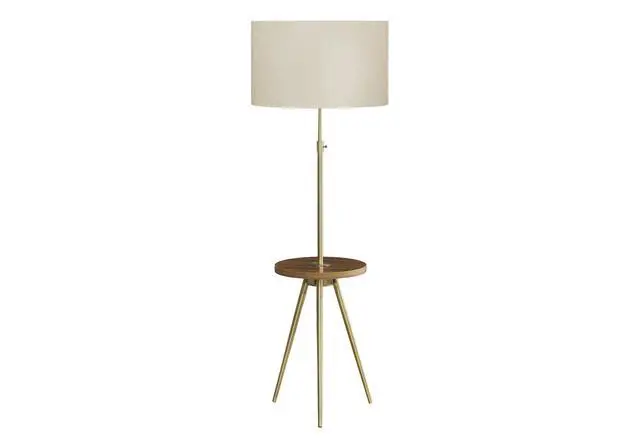 Alt view image 2 of 4 - Lighting, Floor Lamp, 63"H, Gold Metal, Ivory / Cream Shade, Contemporary