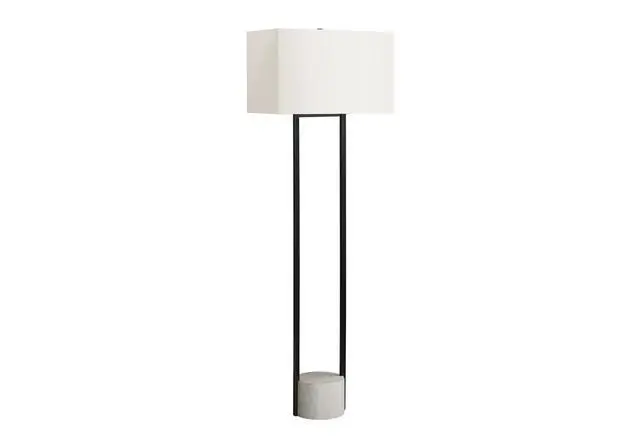 Alt view image 2 of 4 - Lighting, 62"H, Floor Lamp, Black Metal, Ivory / Cream Shade, Contemporary