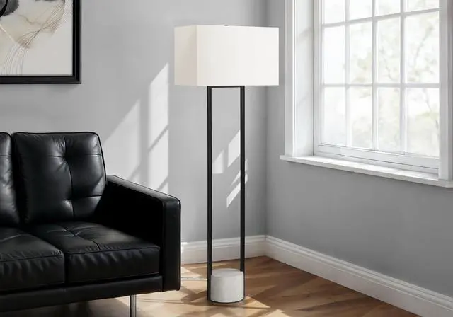 Main image of Lighting, 62"H, Floor Lamp, Black Metal, Ivory / Cream Shade, Contemporary