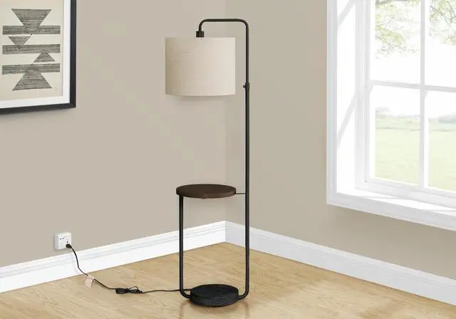 Alt view image 4 of 4 - Lighting, 67"H, Floor Lamp, Usb Port included, Black Metal, Ivory / Cream Shade, Contemporary