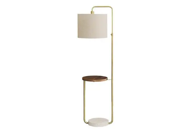 Alt view image 2 of 4 - Lighting, 67"H, Floor Lamp, Usb Port included, Brass Metal, Beige Shade, Contemporary