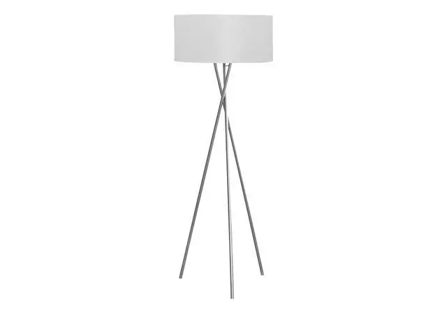 Alt view image 2 of 4 - Lighting, 62"H, Floor Lamp, Nickel Metal, Grey Shade, Contemporary