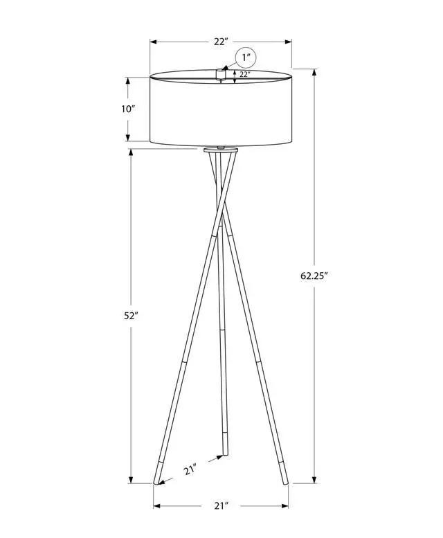Alt view image 4 of 4 - Lighting, 62"H, Floor Lamp, Nickel Metal, Grey Shade, Contemporary