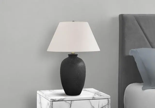 Alt view image 7 of 7 - Lighting, 24"H, Table Lamp, Black Ceramic, Ivory / Cream Shade, Modern