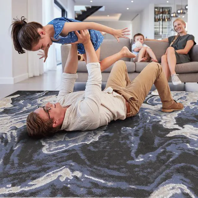 Alt view image 4 of 5 - Collection 96*26 inch L.Blue / Abstract Runner Rug