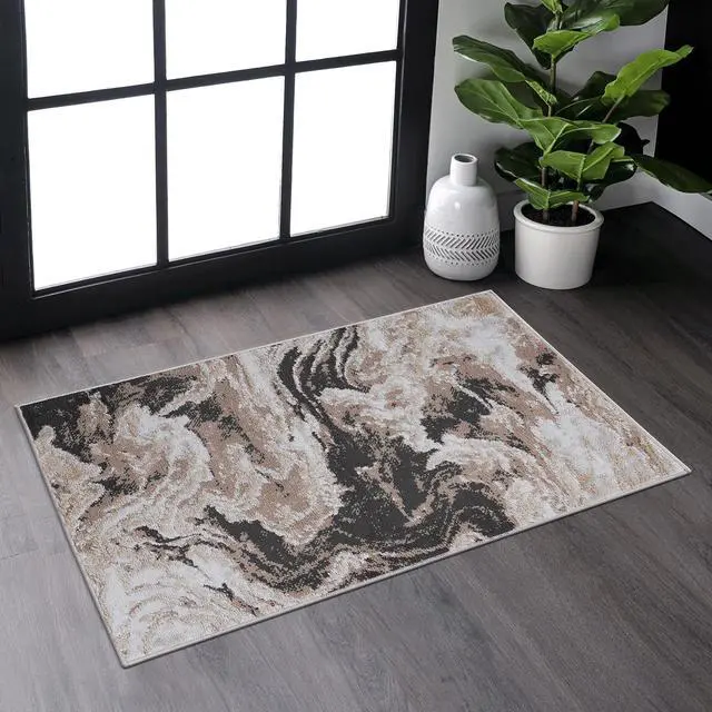 Main image of Collection 36*24 inch L.Brown / Abstract Doormat Rug
