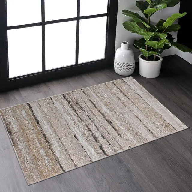 Main image of Collection 36*24 inch Brown / Striped Doormat Rug