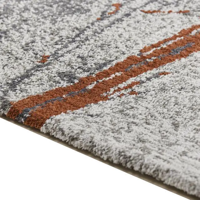 Alt view image 3 of 7 - Quarry 5x6.5' Abstract Area Rug, Gray & Orange Polypropylene