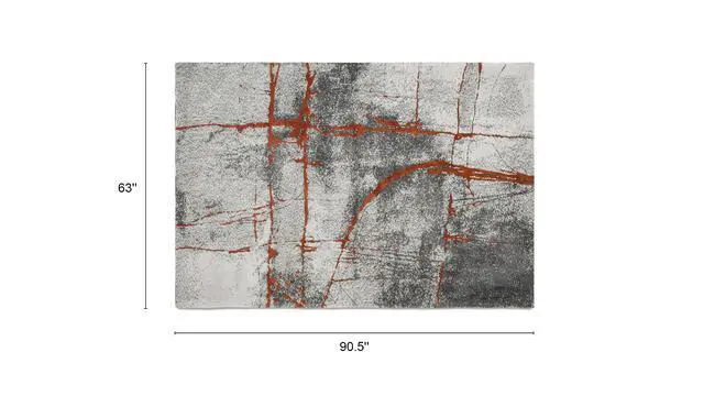 Alt view image 5 of 7 - Quarry 5x6.5' Abstract Area Rug, Gray & Orange Polypropylene