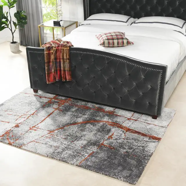 Alt view image 2 of 7 - Quarry 5x6.5' Abstract Area Rug, Gray & Orange Polypropylene