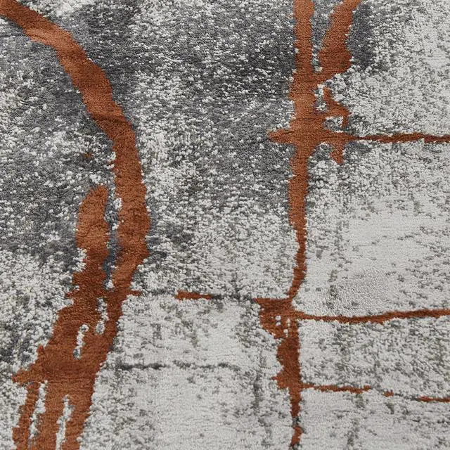 Alt view image 6 of 7 - Quarry 5x6.5' Abstract Area Rug, Gray & Orange Polypropylene