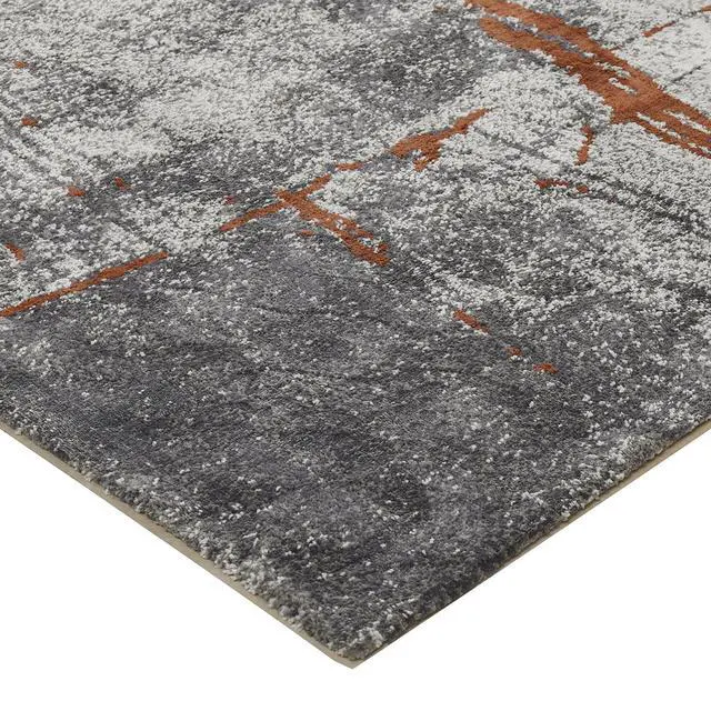 Alt view image 7 of 7 - Quarry 5x6.5' Abstract Area Rug, Gray & Orange Polypropylene