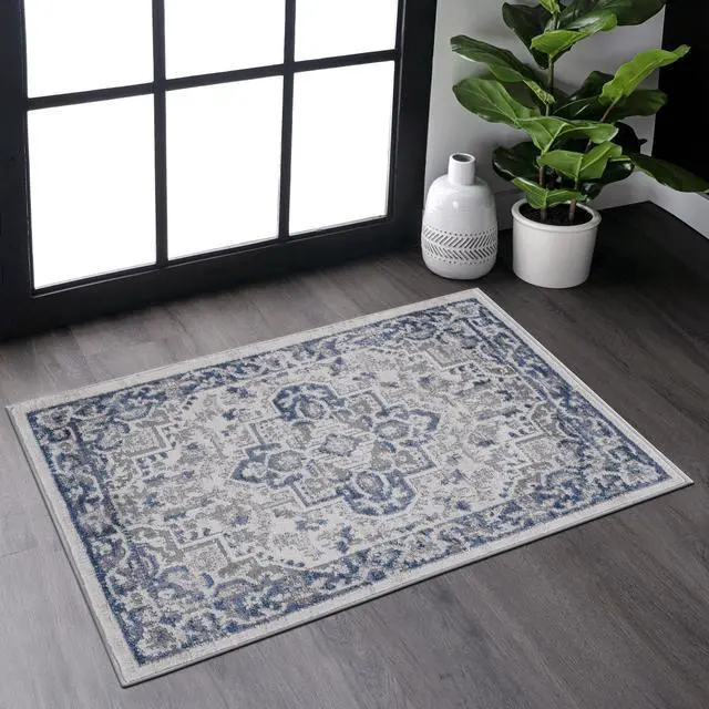 Main image of Collection 2X3 Blue/Grey/Oriental Non-Shedding Living Room Bedroom Dining Home Office Stylish and Stain Resistant Area Rug