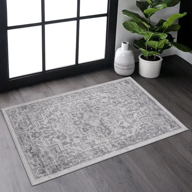 Main image of Collection 2X3 Silver/Oriental Non-Shedding Living Room Bedroom Dining Home Office Stylish and Stain Resistant Area Rug