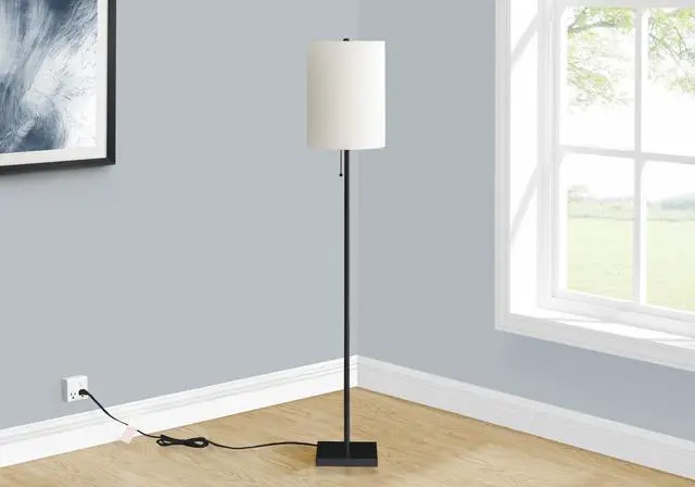 Alt view image 4 of 4 - Lighting, 62"H, Black Metal, Ivory / Cream Shade, Contemporary