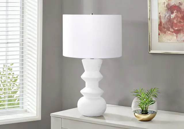 Main image of Lighting, 26"H, Cream Ceramic, Ivory / Cream Shade, Contemporary
