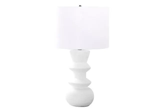 Alt view image 2 of 4 - Lighting, 26"H, Cream Ceramic, Ivory / Cream Shade, Contemporary
