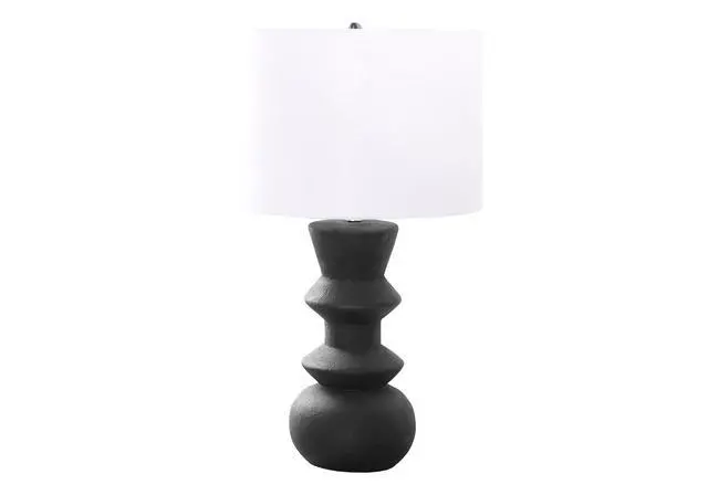 Alt view image 2 of 4 - Lighting, 26"H, Black Ceramic, Ivory / Cream Shade, Contemporary