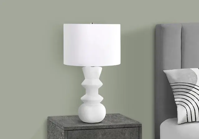 Alt view image 3 of 4 - Lighting, 26"H, Cream Ceramic, Ivory / Cream Shade, Contemporary