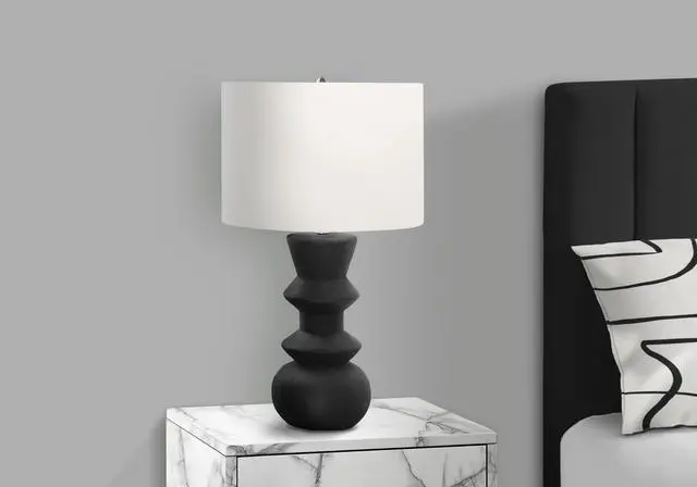 Alt view image 3 of 4 - Lighting, 26"H, Black Ceramic, Ivory / Cream Shade, Contemporary