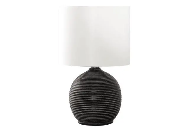 Alt view image 2 of 4 - Lighting, 16"H, Black Resin, Ivory / Cream Shade, Contemporary