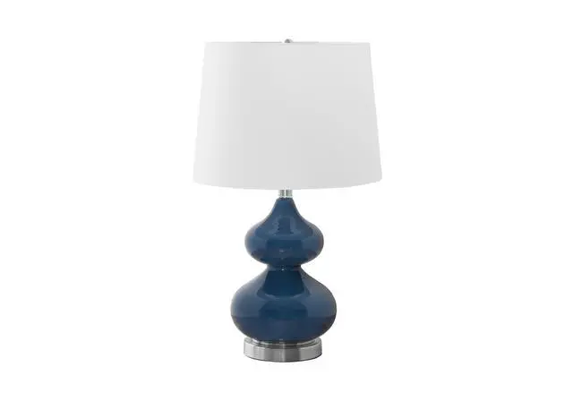 Alt view image 2 of 4 - Lighting, 24"H, Blue Glass, Ivory / Cream Shade, Contemporary