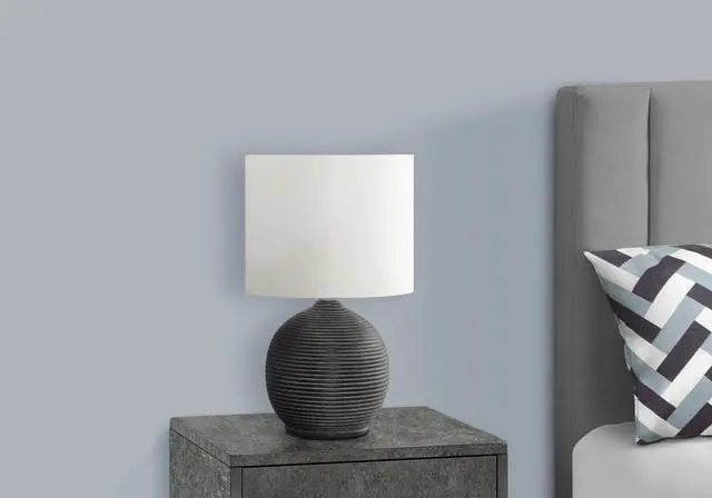 Alt view image 4 of 4 - Lighting, 16"H, Black Resin, Ivory / Cream Shade, Contemporary