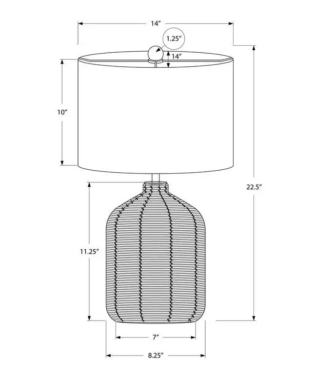 Alt view image 4 of 4 - Lighting, 23"H, Table Lamp, Brown Rattan, Beige Shade, Modern
