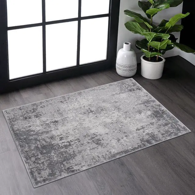 Main image of Collection 2X3 Light Grey/Abstract Non-Shedding Living Room Bedroom Dining Home Office Stylish and Stain Resistant Area Rug