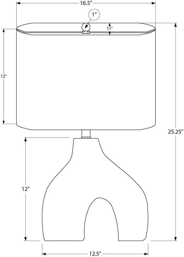 Alt view image 4 of 4 - Lighting, 25"H, Table Lamp, Black Ceramic, Ivory / Cream Shade, Contemporary, Modern