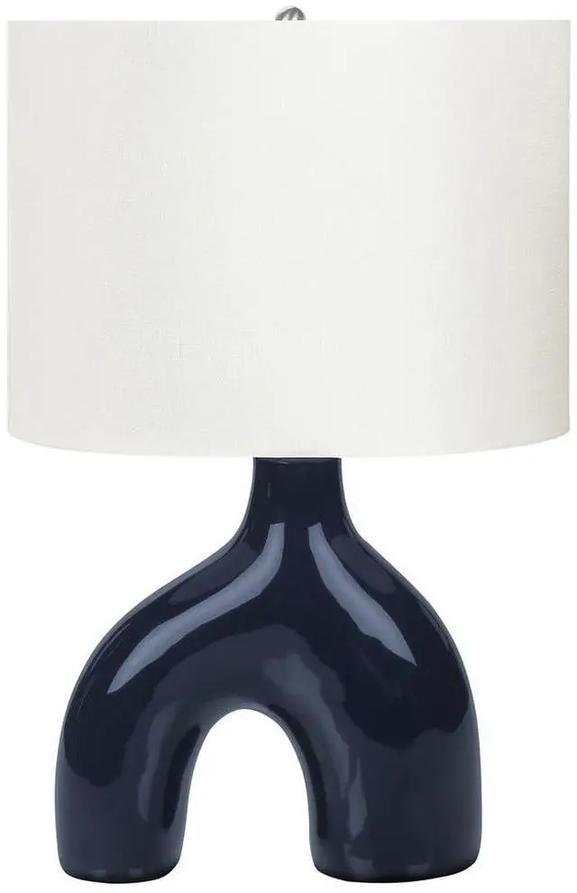Main image of Lighting, 25"H, Table Lamp, Blue Ceramic, Ivory / Cream Shade, Contemporary, Modern