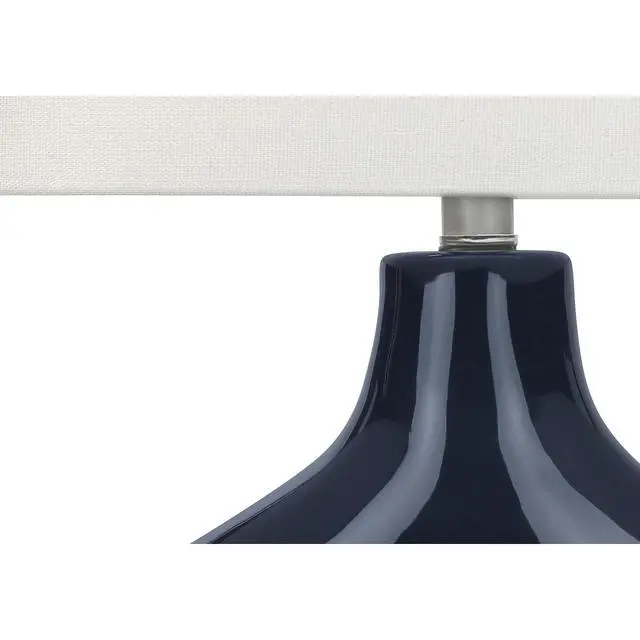 Alt view image 5 of 5 - Lighting, 25"H, Table Lamp, Blue Ceramic, Ivory / Cream Shade, Contemporary, Modern
