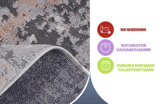 Alt view image 7 of 7 - Collection 5X7 Grey/Multi/Abstract Non-Shedding Living Room Bedroom Dining Home Office Stylish and Stain Resistant Area Rug