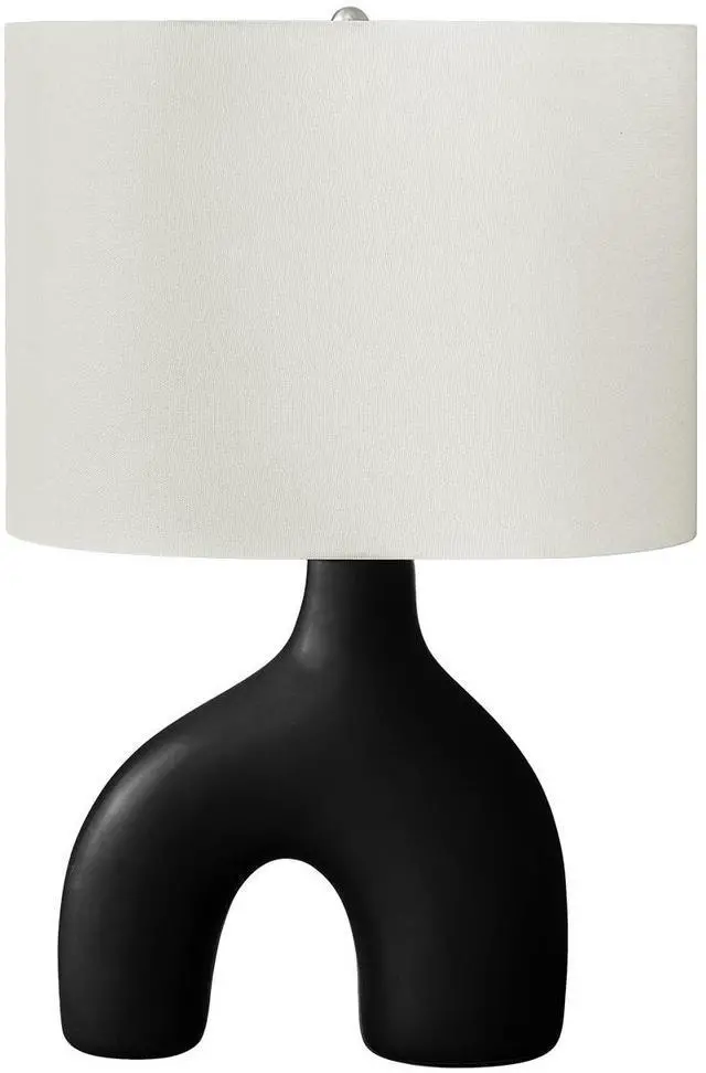 Alt view image 3 of 4 - Lighting, 25"H, Table Lamp, Black Ceramic, Ivory / Cream Shade, Contemporary, Modern
