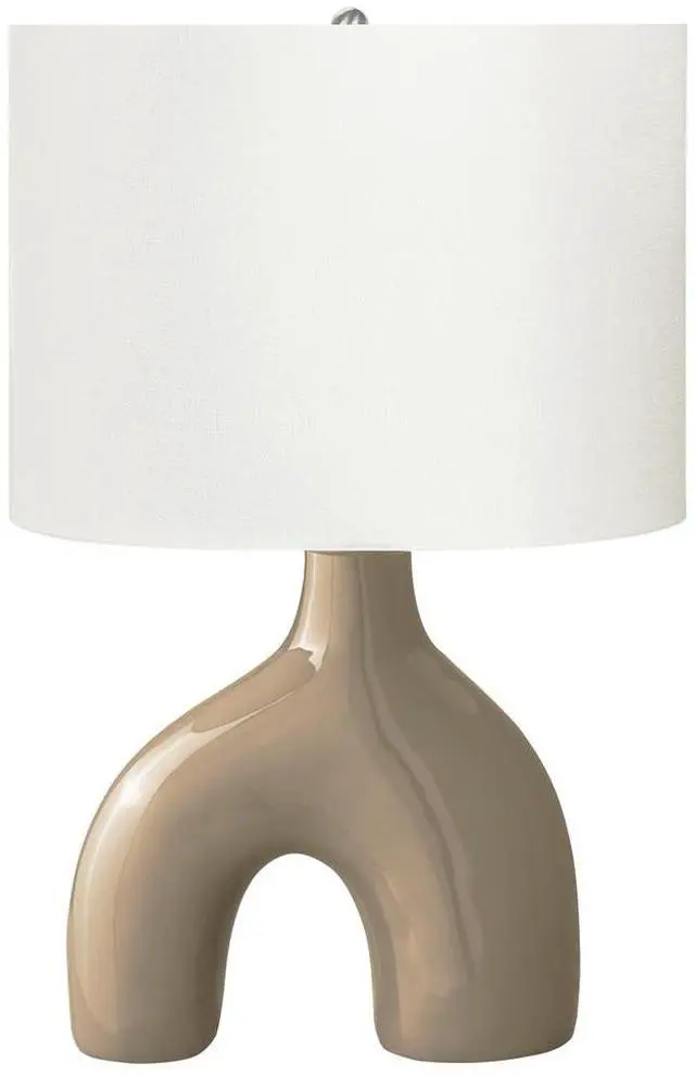 Main image of Lighting, 25"H, Table Lamp, Brown Ceramic, Ivory / Cream Shade, Contemporary, Modern