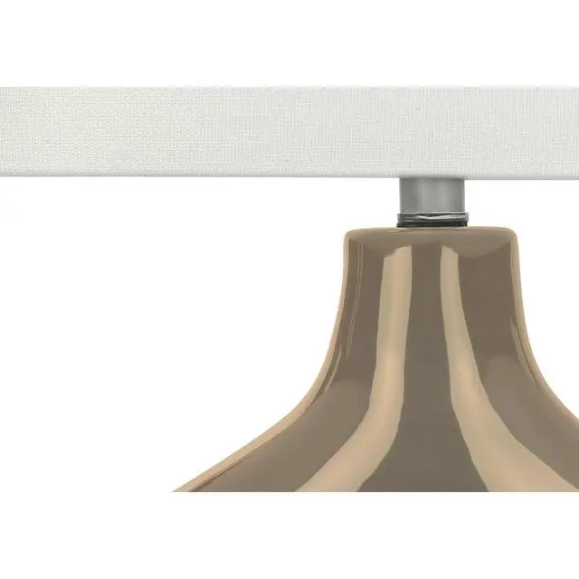 Alt view image 4 of 5 - Lighting, 25"H, Table Lamp, Brown Ceramic, Ivory / Cream Shade, Contemporary, Modern