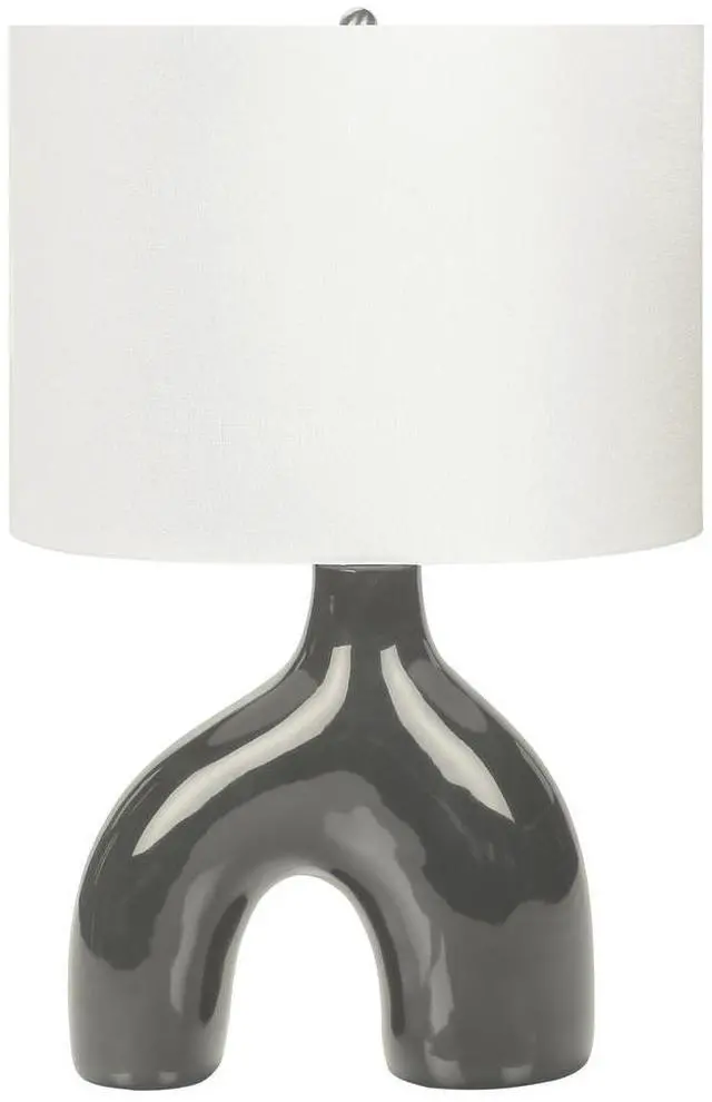 Main image of Lighting, 25"H, Table Lamp, Dark Grey Ceramic, Ivory / Cream Shade, Contemporary, Modern