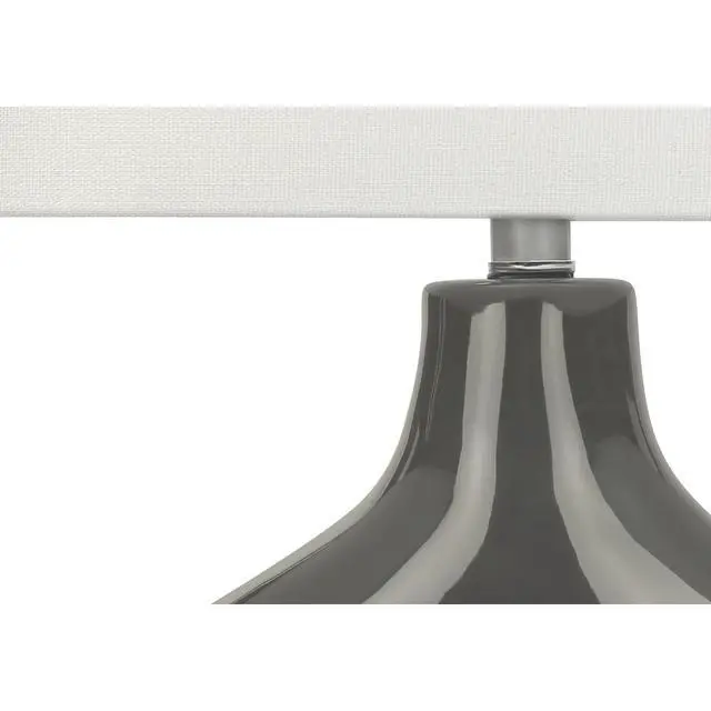 Alt view image 4 of 5 - Lighting, 25"H, Table Lamp, Dark Grey Ceramic, Ivory / Cream Shade, Contemporary, Modern