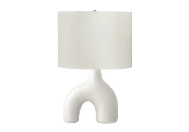 Alt view image 3 of 4 - Lighting, 25"H, Table Lamp, White Ceramic, Ivory / Cream Shade, Contemporary, Modern