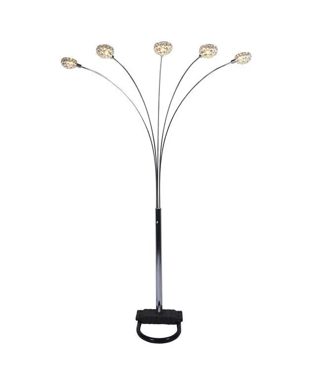 Alt view image 2 of 5 - 1Pc Modern Design Classic Luxury Sleek Multi-Head Floor Lamp Half Moon Radiant Crystal-Encrusted Sleek Metallic Stems Living Room
