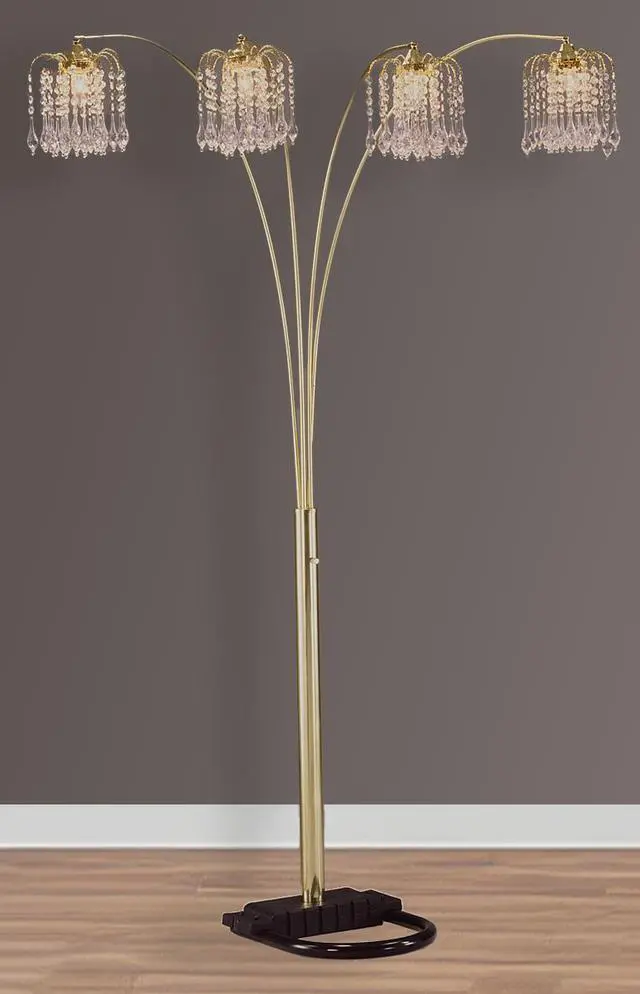 Alt view image 2 of 5 - 1Pc Modern Design Classic Luxury Sleek Multi-Head Floor Arc Lamp Half Moon Radiant Crystal-Encrusted Sleek Metallic Stems Living Room Gold Arc Lamp