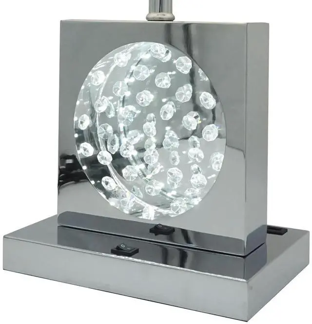 Alt view image 3 of 5 - 1Pc Luxury Crystal Accent Table Lamp Nickel Led Light touch Lamp Rectangular Shade Chrome Color Finish