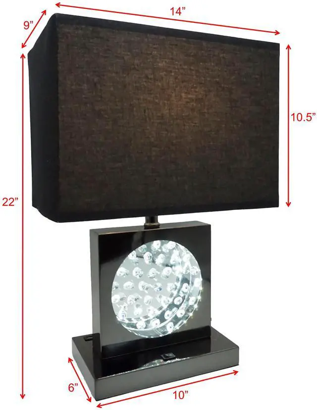 Alt view image 5 of 5 - 1Pc Luxury Crystal Accent Table Lamp Black Nickel Led Light touch Lamp Rectangular Shade