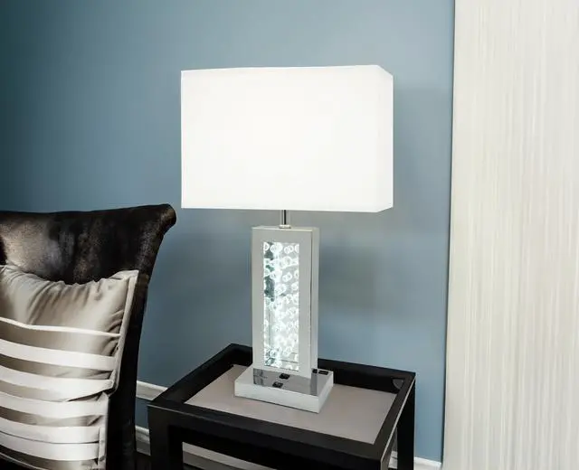 Main image of Modern Unique Glass Bubble Column Clean Rectangular Shade 1Pc Lamp Ambient Glow Chrome Led Accent White