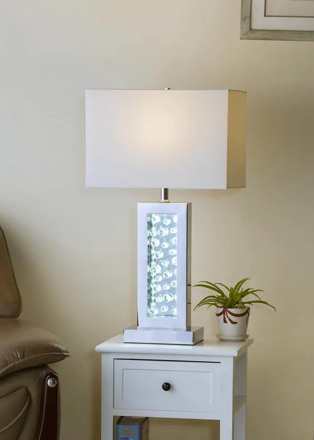 Alt view image 3 of 6 - Modern Unique Glass Bubble Column Clean Rectangular Shade 1Pc Lamp Ambient Glow Chrome Led Accent White