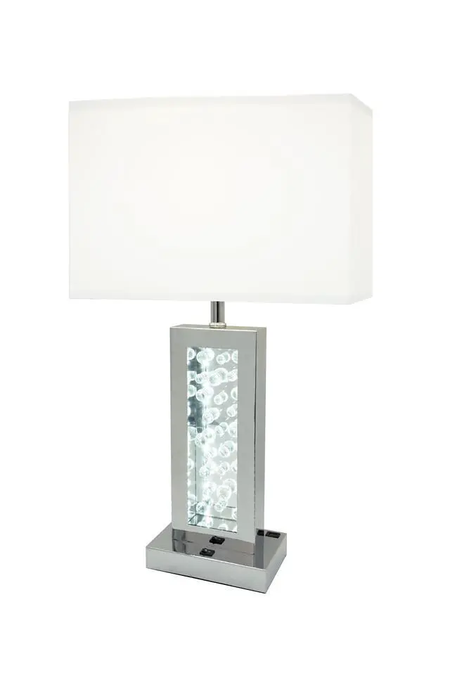Alt view image 2 of 6 - Modern Unique Glass Bubble Column Clean Rectangular Shade 1Pc Lamp Ambient Glow Chrome Led Accent White