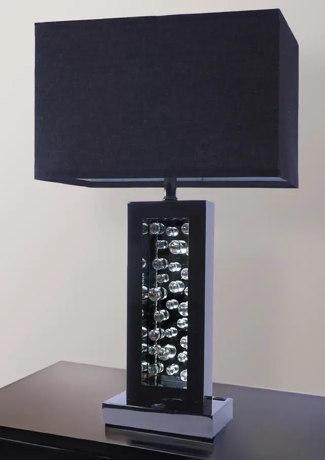 Alt view image 5 of 6 - Modern Unique Glass Bubble Column Clean Rectangular Shade 1Pc Lamp Ambient Glow Black Nickel Led