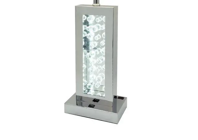 Alt view image 5 of 6 - Modern Unique Glass Bubble Column Clean Rectangular Shade 1Pc Lamp Ambient Glow Chrome Led Accent White