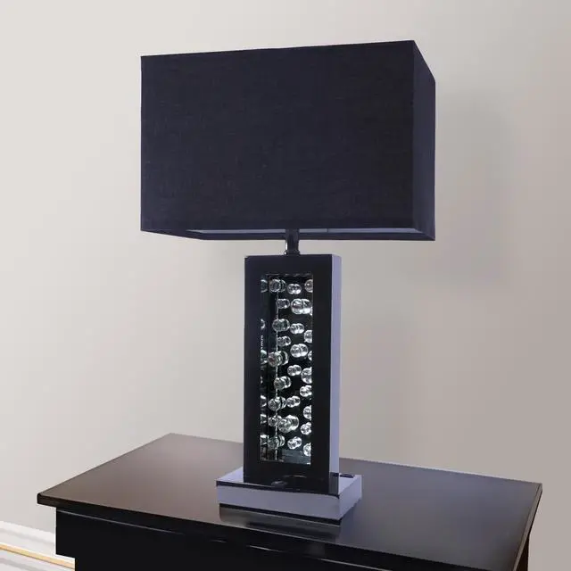 Main image of Modern Unique Glass Bubble Column Clean Rectangular Shade 1Pc Lamp Ambient Glow Black Nickel Led