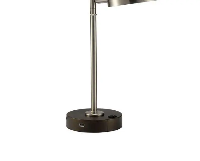 Alt view image 3 of 5 - Simple Contemporary 1Pc Table Lamp Stain Nickel Metal Frame Adjustable Head Lamp